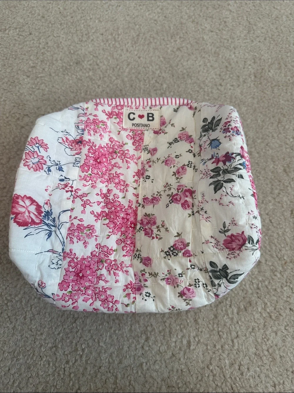 C·B Positano Pink Floral Quilted Travel Cosmetic Bag